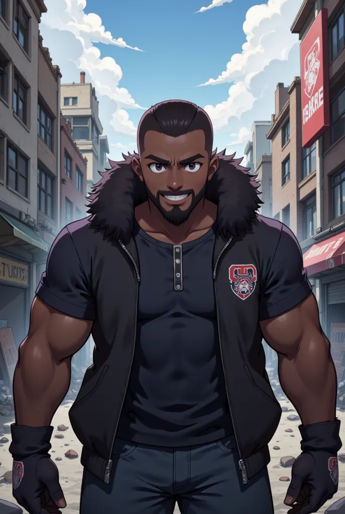 (masterpiece:1.2), (best quality), (ultra detailed), (8k, 4k, intricate),(full-body-shot:1), (highly detailed:1.2),(detailed face:1.2), (detailed background),apocalyptic aesthetic, detailed landscape,Boondocks Lora) an exaggeratedly muscular and large body...