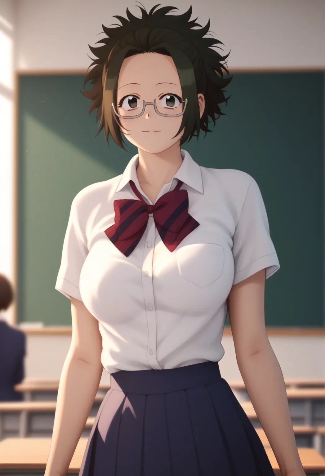 Himiko, Big breasts,  wearing lenses,  student