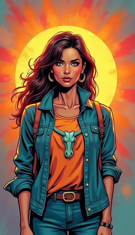  Create a discreet and casual image of American people in the comic book style,  are people of the Taurus sign, Your energy is high, radiant and balanced. The clothing is causal and tasteful, with the Taurus sign symbol on the clothing..  The background is...