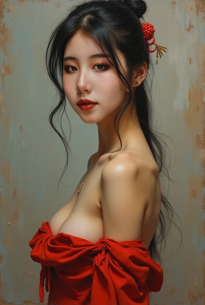 oil painting of a Chinese girl in raw and visceral realism: The image evokes a sense of unfiltered realism, focusing on the honest representation of the human body.
Contemporary oil painting: The style is reminiscent of traditional oil painting, but with a...