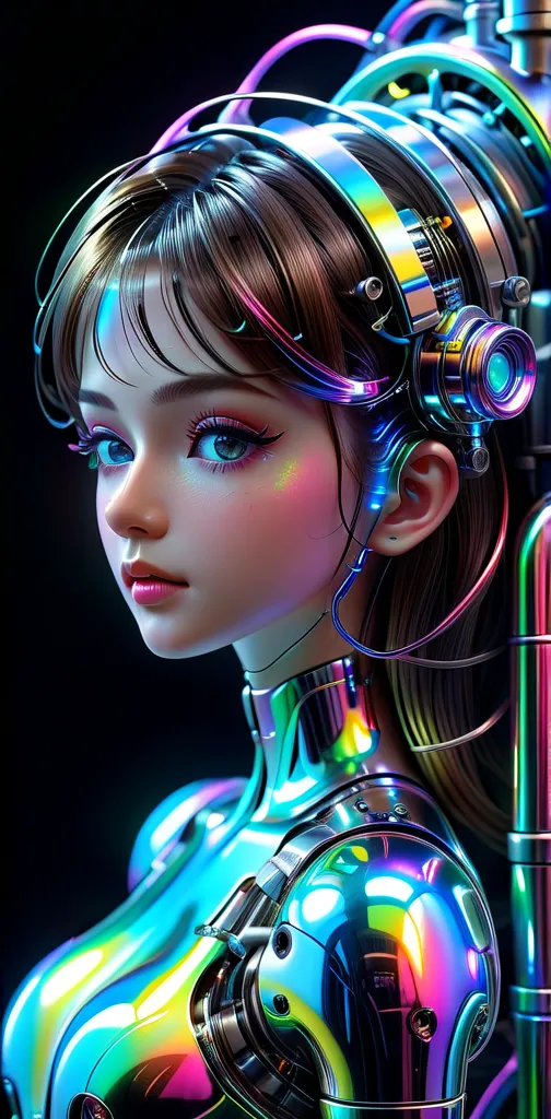 mechanical式のドクロ, mechanic,up,exquisite down to the smallest detail,Glossy feel,Illumination, neon tube , colorful,Iridescent,mechanical,Hi-Res, masterpiece, anatomically correct, accurate, Highest quality, high definition model, very detailed, Ultra High D...