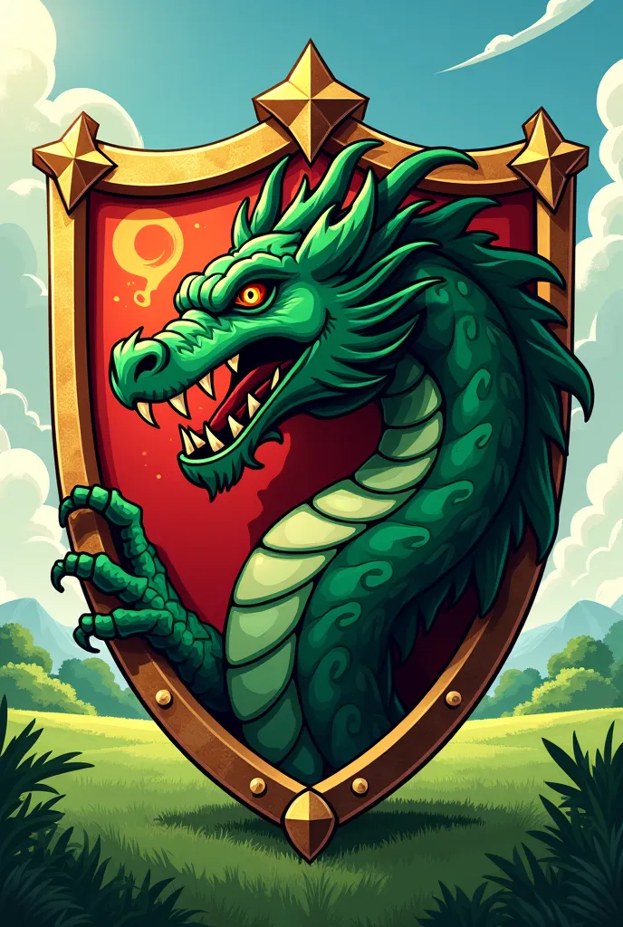 Soccer team shield with a green dragon