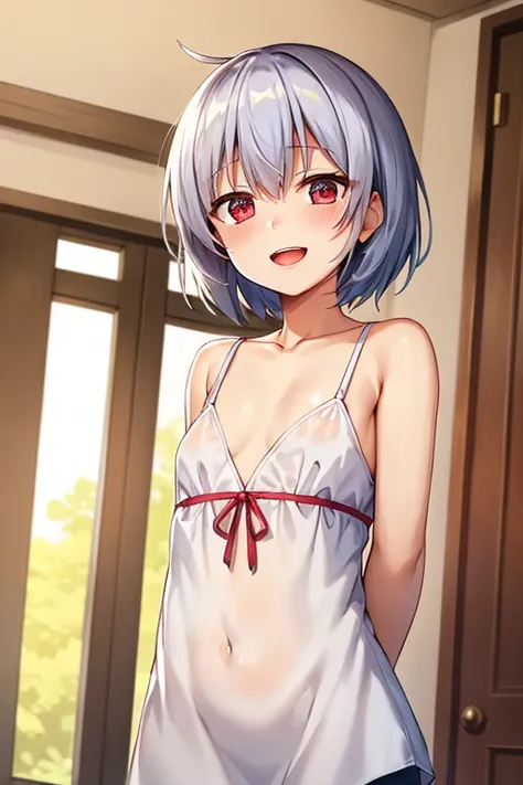 ((Highest quality)), ((masterpiece)), (be familiar with), perfect face, indoors, bedroom, watching viewers,
One woman, Rei Ayanami,
open mouth, ecstatic expression, blush, smile,
 small tits, flat chest, Young girl,  lori,  ,  girl,
Short Hair, short hair,...