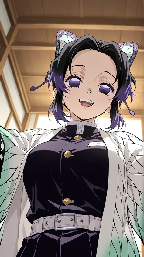 shinobu kochou,kimetsu no yaiba,demon slayer
High quality ,  best quality , masterpiece,  High Resolution , detailed face( LoRA: shinobu),anatomically correct, detailed hair Style( LoRA: shinobu),anime Coloring
solo, 1 girl
black hair, butterfly, butterfly...