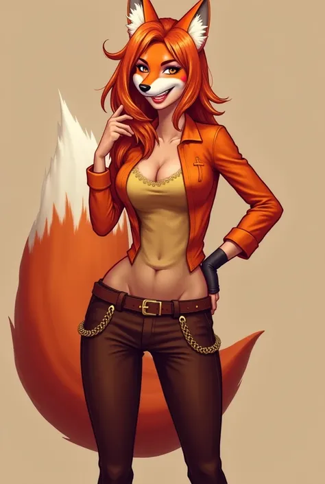 Create a character profile for a hot and sexualized female partner for Mr. Reynard the Fox. The profile should include the following elements:  
1. **Name**: A catchy name that fits the character.  
2. **Appearance**: A detailed description of her physical...