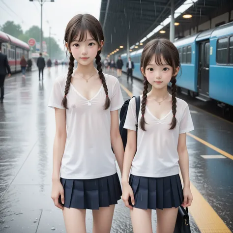  score_9,  score_8_ up,  score_7_ up,cute girl,braids,(thin:1.3),slender,small ass,very thin thighs at the train station,Very slim legs, very thin,thin:1.5,Lanky:1.5,see here,(smile:0.5)thin body,(younger:1.5),young cute girl,( white skin:1.0),(toddler bod...