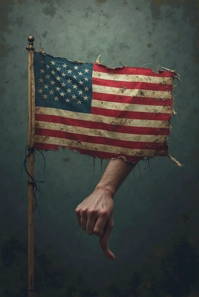 United States flag with thumb down