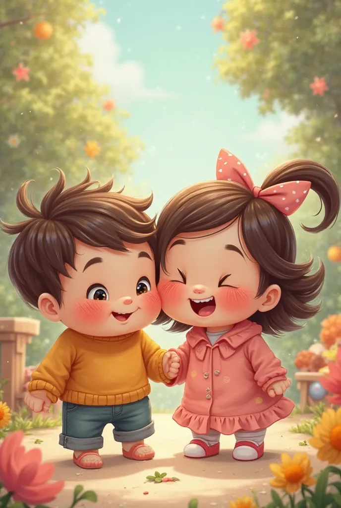 Funny cute fat boy and girl 