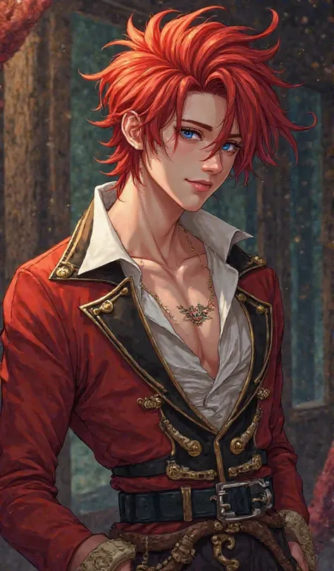 Kasim is an effeminate gay young man, With red hair and pirate costume sexy and sensual anime version