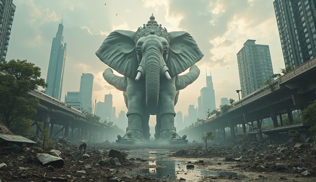 Realistic 3D images,Beautiful landscape of Samut Prakan,Doomsday,Futuristic images,The Erawan Elephant Monument has three elephant heads in 1. The large size stands out.,Modern MRT Station,Magnificent City Observation Tower,Beautiful Chao Phraya River,Colo...