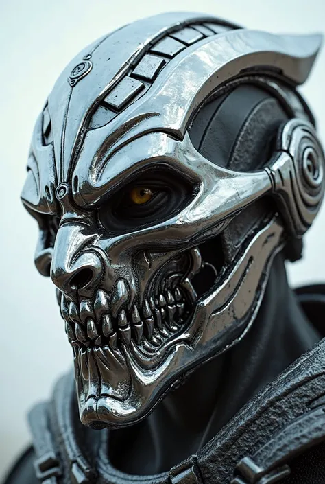 Brutal face mask made of Chromed metal, Masterpiece ,  in detail, 