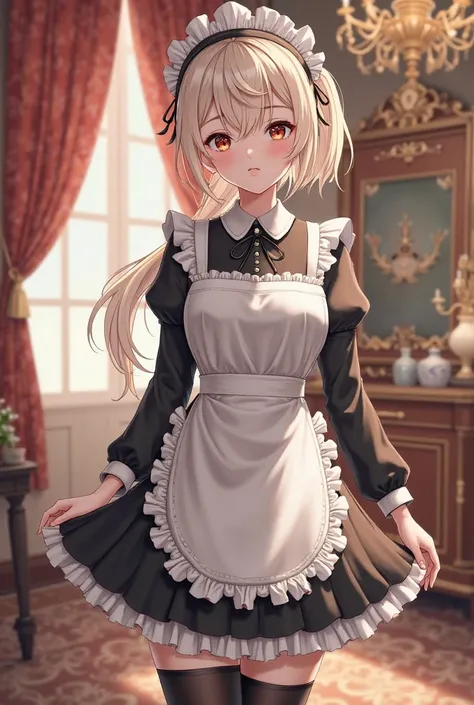 Kaya from Gence Impact dressed as a maid 