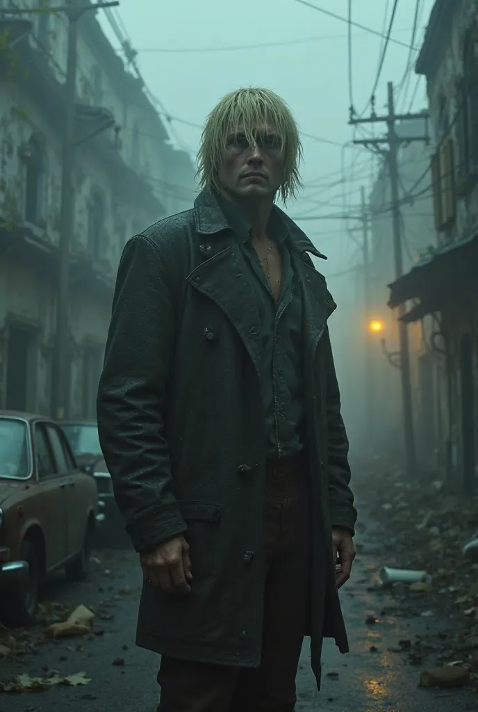 Silent Hill, style male character with blonde wicks and strong