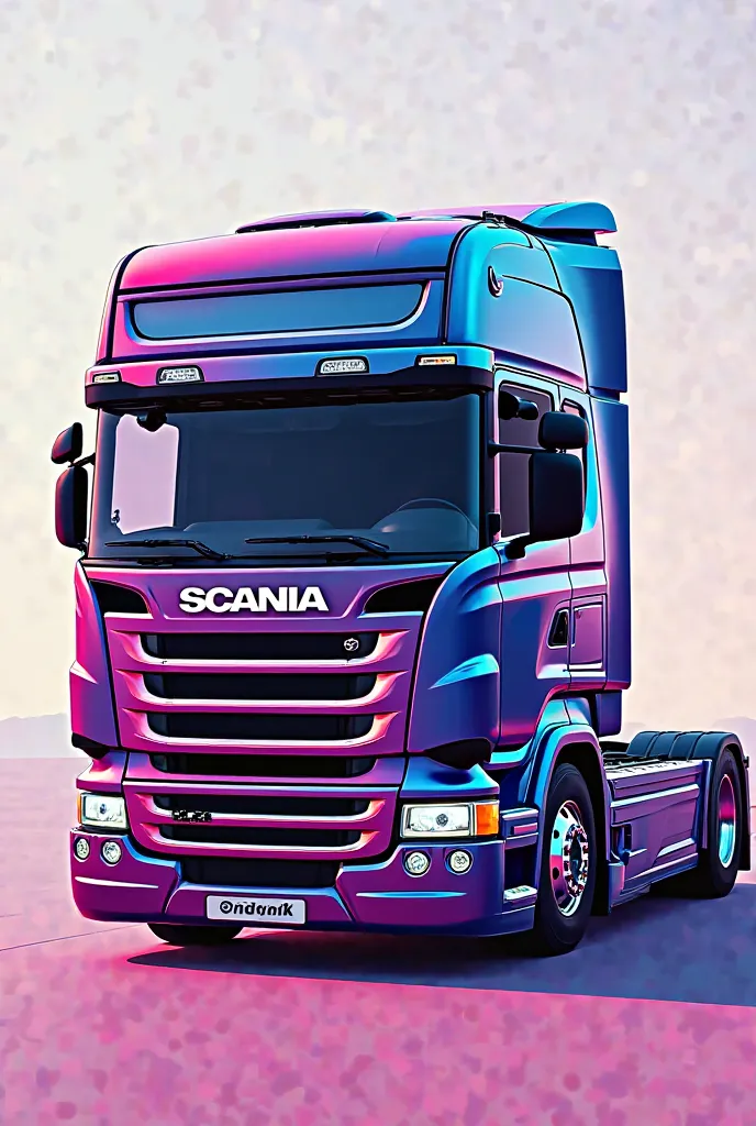 Make an art of a Scania truck with very bright colors
