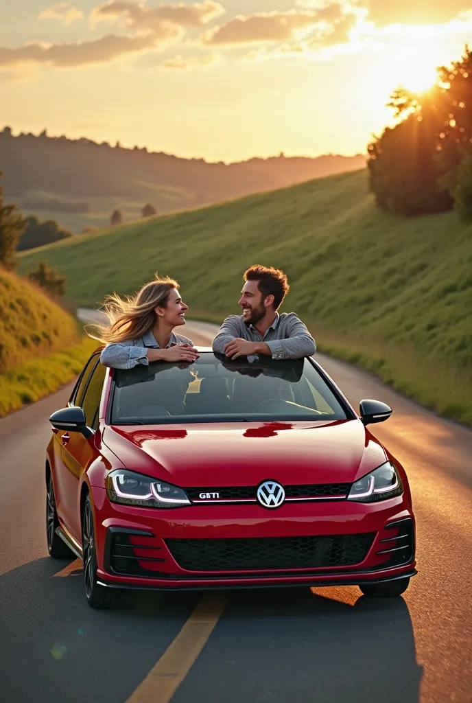 Une couple avec une belle golf type 7 gti