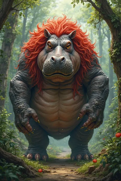 A red-haired humanoid hippopotamus 