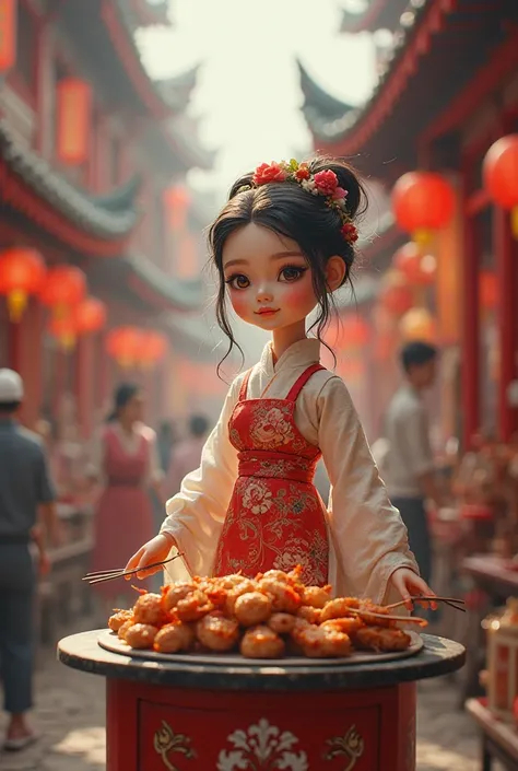 Chinese doll selling barbecue 