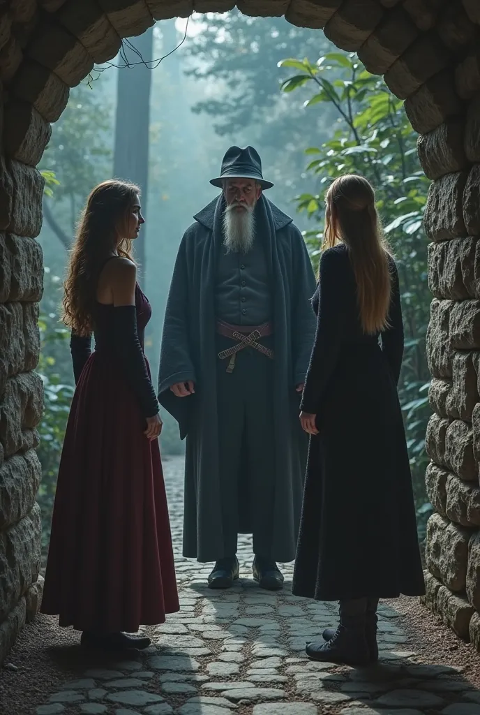 Alena and Nastya approach the mysterious old man, who is guarding entrance to the dungeon under Neuschwanstein Castle. He looks at them with a cunning look and says:  

— You're looking for answers? Then solve my three riddles, and I'll show you the way.  ...