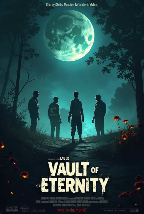 Title: Vault of Eternity
Genre: Adventure | Action | Thriller | Comedy | Romance
Written by aashrith gaddam  
Tagline: Eternity begins 
A wise old priest tells a group of young s a story under the moonlight. Create ai movie poster for Indian movies