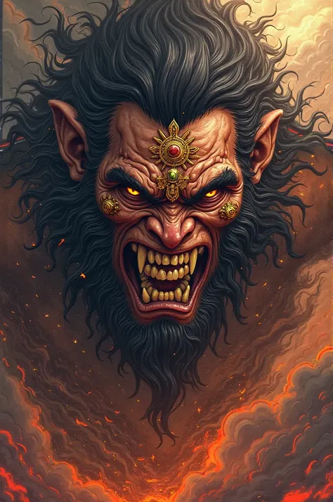 Hindu god hanuman angry face.