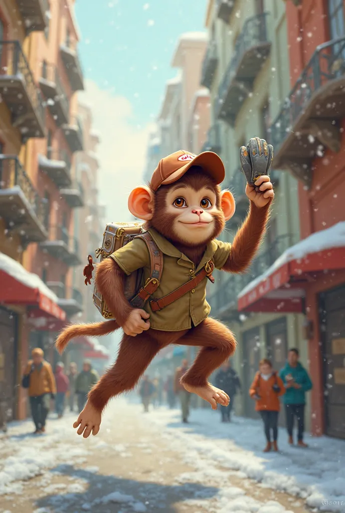 Create an image of a glove-delivery monkey