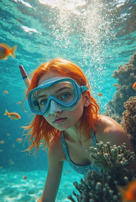 
I'm in Punta Cana snorkeling (I'm a 17-year-old girl with a half-red orange hair color)