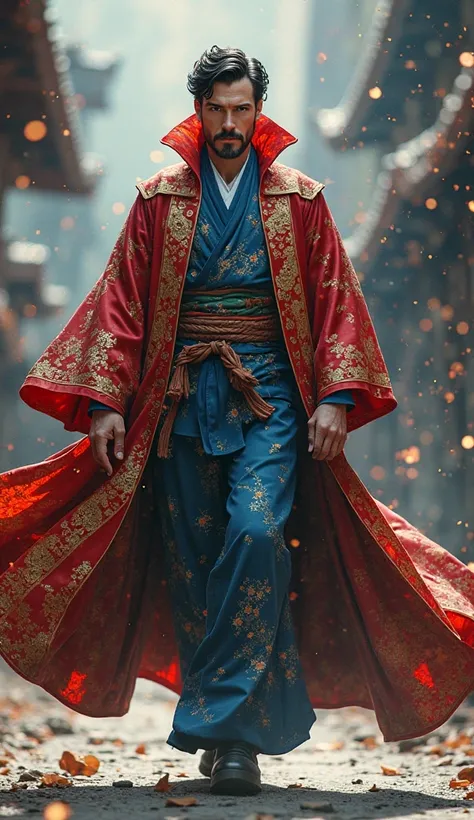 Marvel's Doctor Strange in a Kimono costume walking toward the camera 