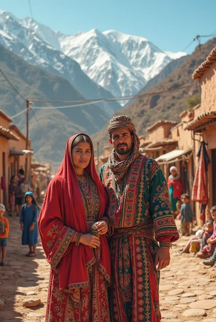 The morocco berbère man with her wife in village in the atlas montan I need vidéo 4k like réalité 