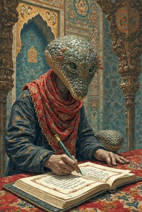 Photo of snake with scarf sketching Islamic Republic