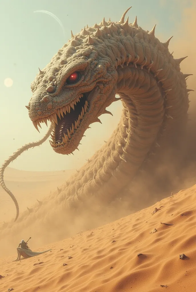 A giant sandworm on the planet Dune. 