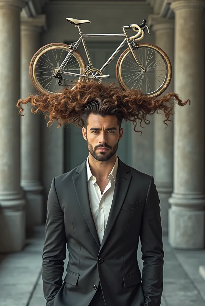 A bike on classy hair with handsome guy.