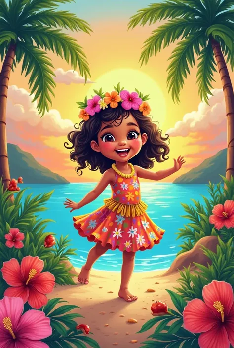 Hawaiian-themed invitation card for s from a age girl 