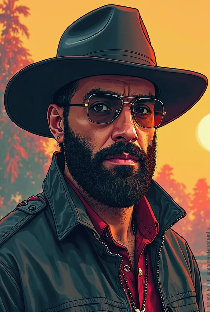  There is a man with a beard and a hat, a portrait of a character inspired by David Begbie, tumblr, neo-dada, como un GTA characterv, GTA character, jesse pinkman And gta v,  as a GTA 5 protagonist , Tony Sandoval. Realistic 8K, Drake in GTA V, man with ha...