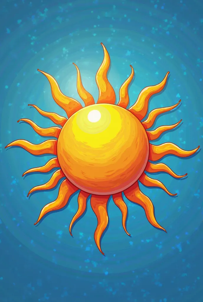 a logo of a sun with energy and a blue sky or blue background 