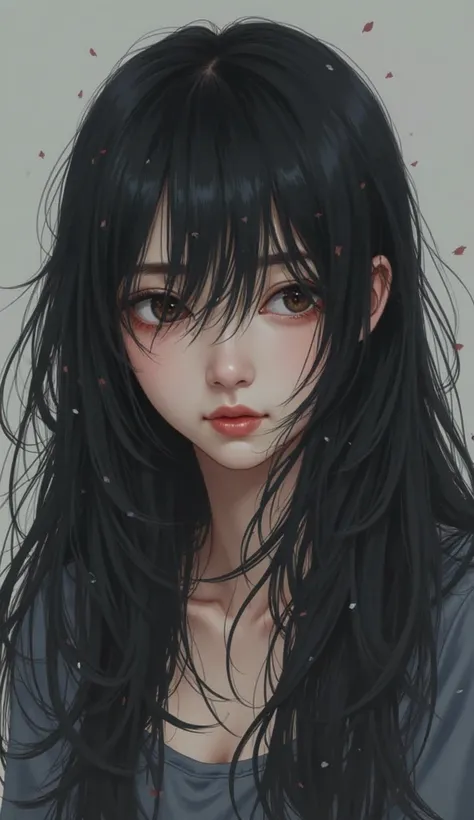 Long black hair high school girl