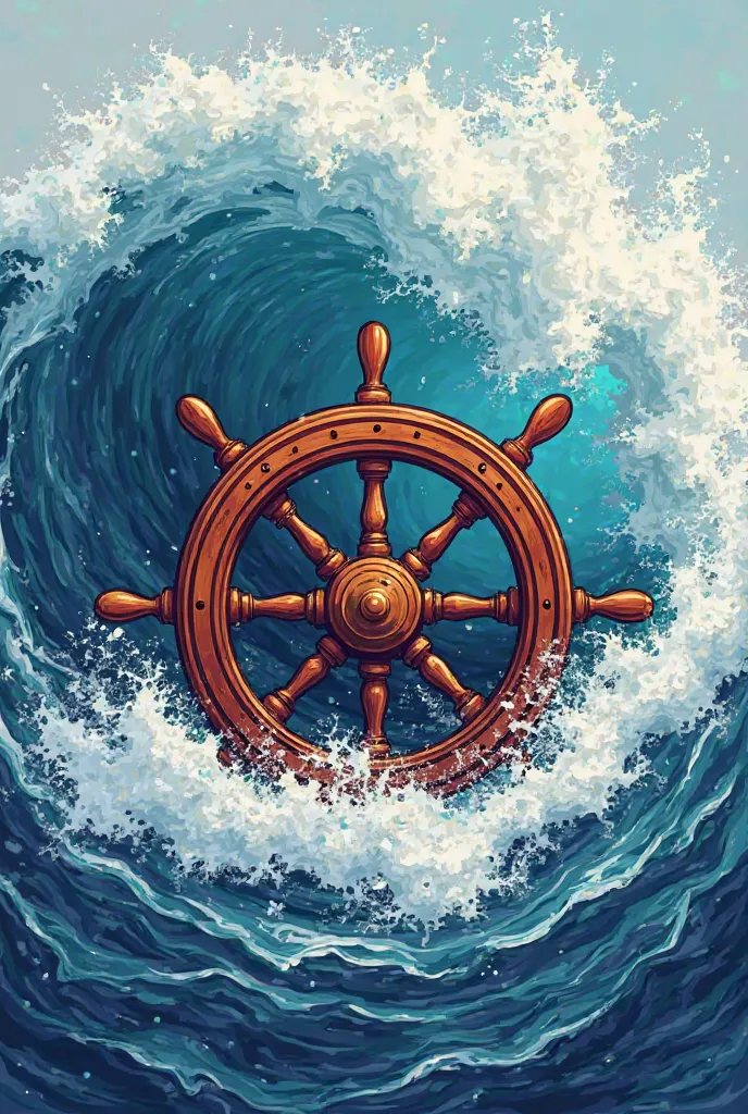 I want that logo around the wheel of a ship and the waves...