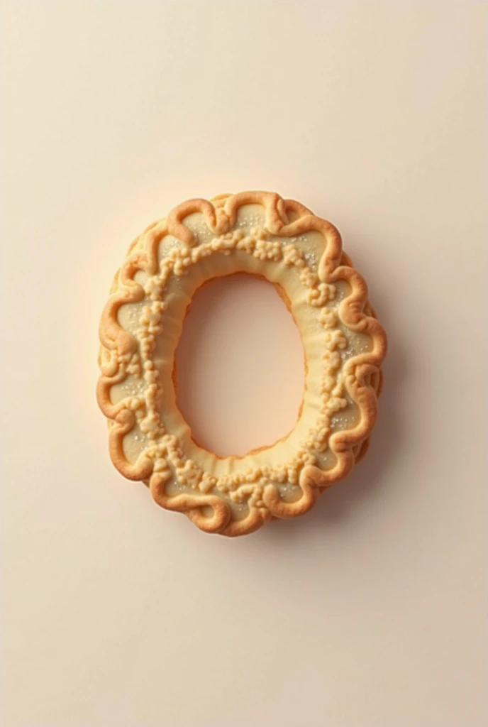 Create an O in the form of a cookie, a cookie not so defined for my venture please aesthetic and minimalist.

