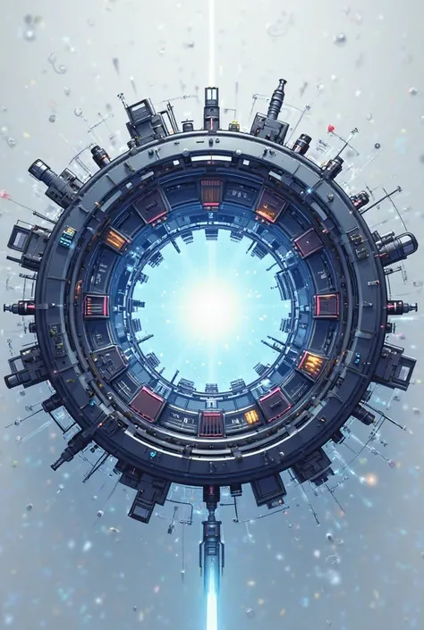 Create a stylized illustration of a hadron collider inspired by the LHC (Large hadron collider). The art must be suitable for a logo of a scientific event.