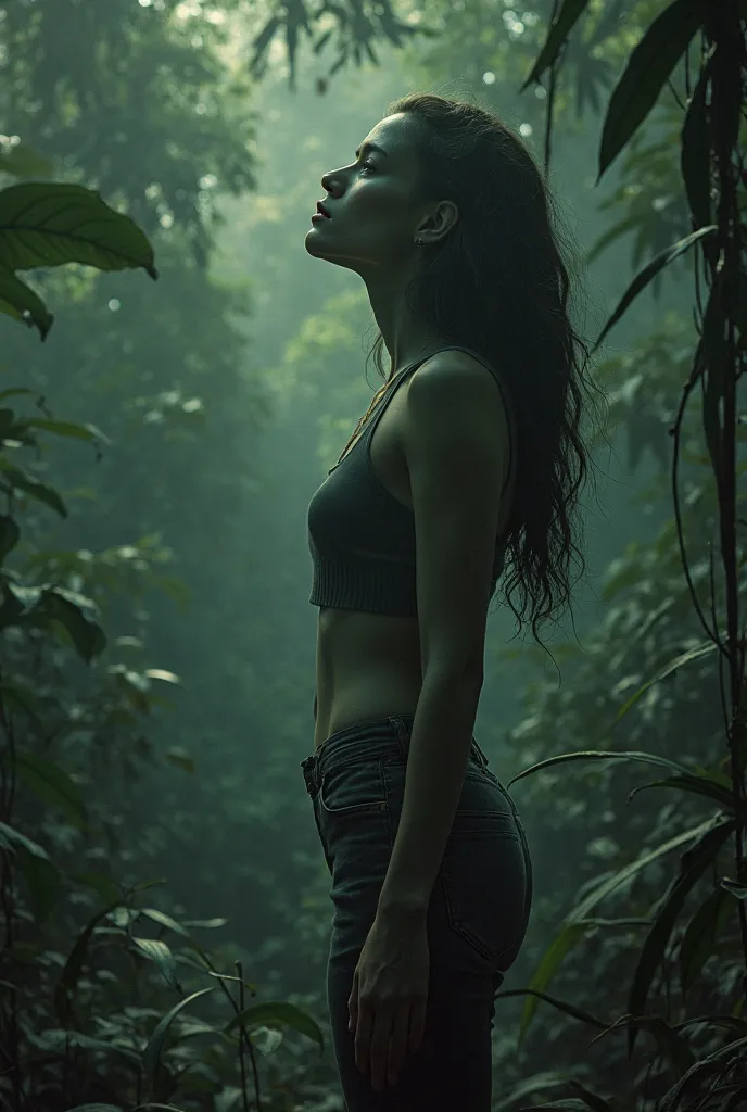 Create a cover for a short film about a woman named Eva who wants to be a mother but can't, so she goes to the Peruvian jungle and there they give her a concoction containing the fang of an alligator., She takes it. It's a horror short film, That the cover...