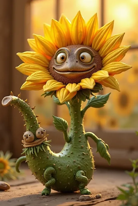 Sunflower pipe with eyes, legs and arms 