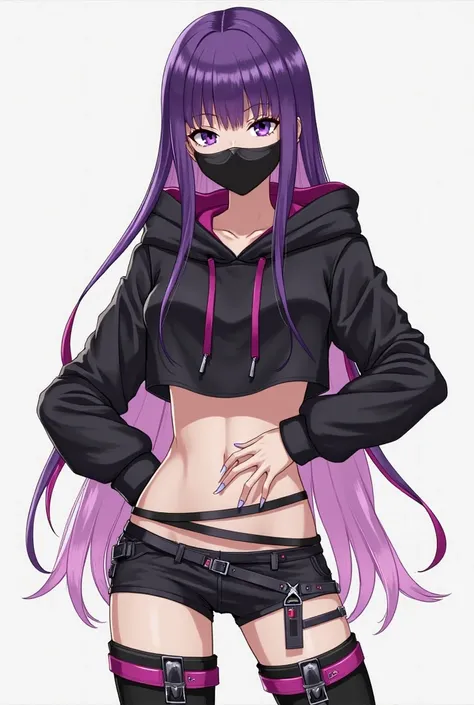 Ceris:
Date of birth:
December 31.
age:
20.
 height :
1.83m
Skin tone:
Pallid
Eye color:
 purple sclera.
White pupil.
Hair color:
Purple to pink
Breast size:
1.
Appearance:
A woman with long purple-pink hair, that were sticking out from under her black hoo...