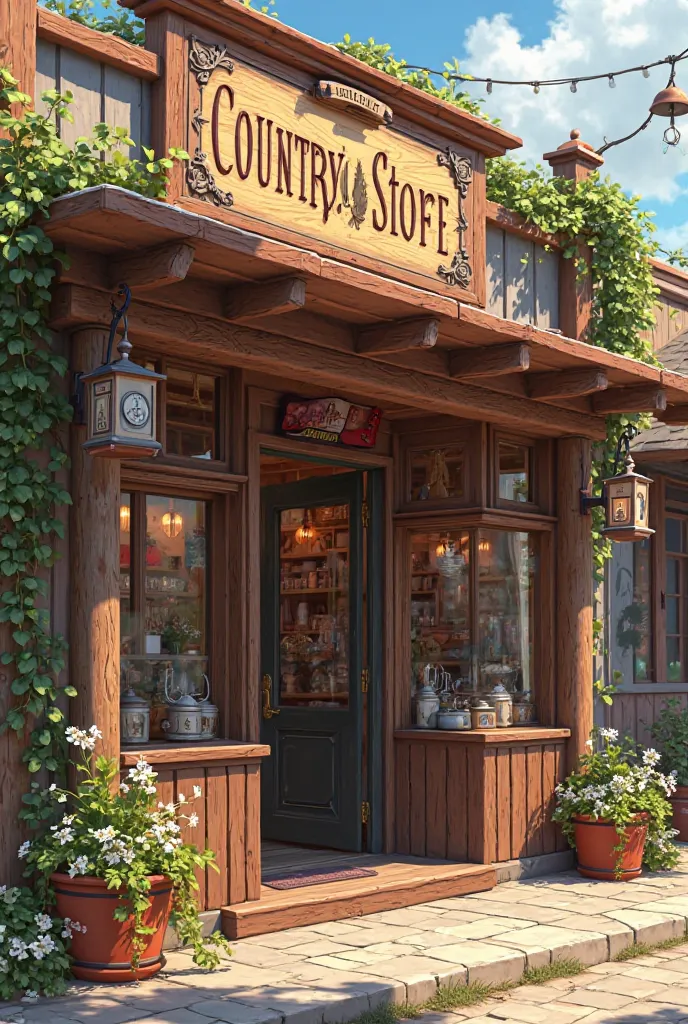 Create a country clothing store seen from the outside 100% Realistic in the store strip written Alvorada Country 