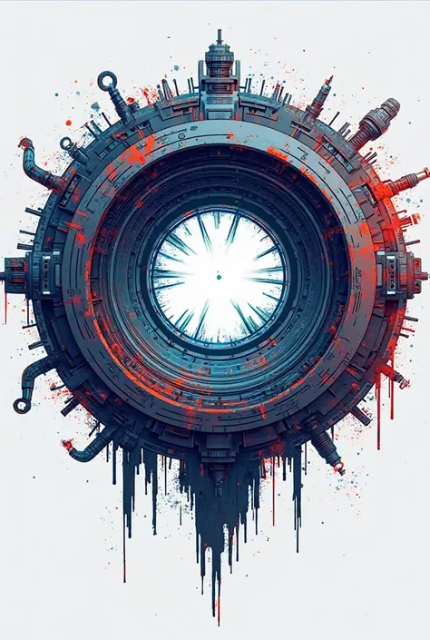 Create a stylized illustration of a hadron collider inspired by the LHC (Large hadron collider), designed specifically to serve as the logo of a scientific event.  The design must be modern , Realistic & Technological, transmitting innovation and scientifi...