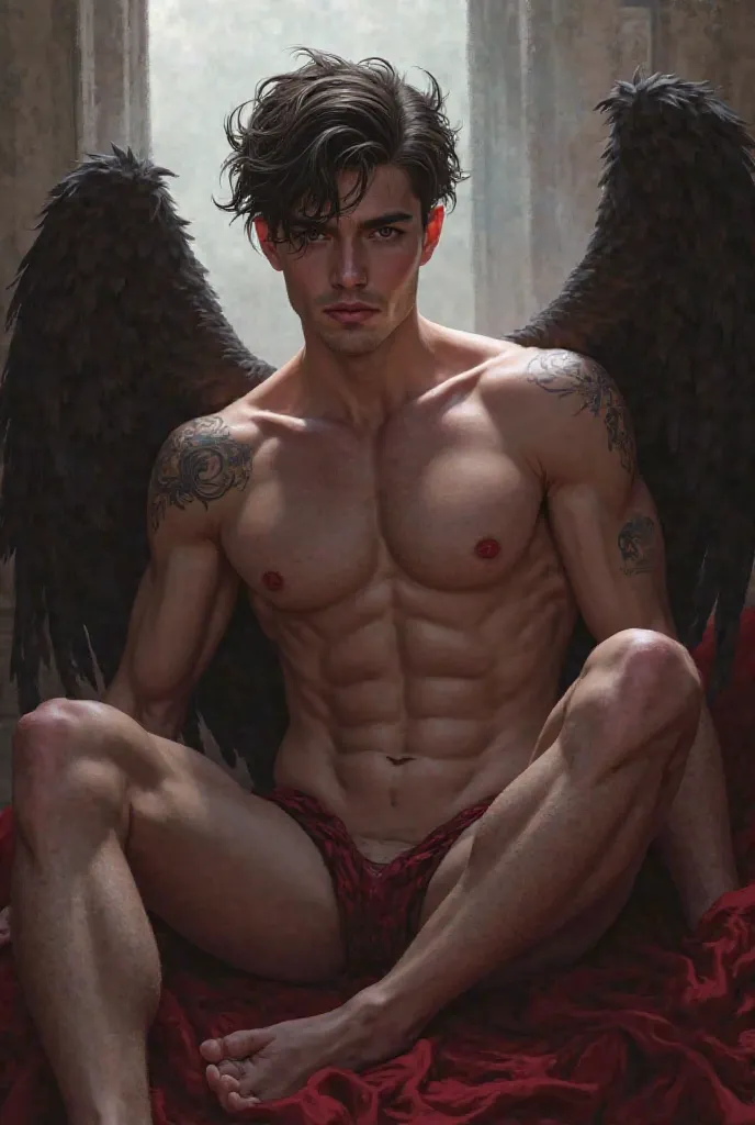 Draw Lucifer from a romance club game completely naked 