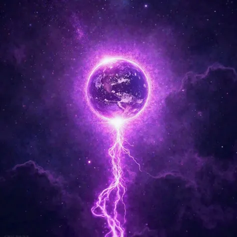  power cable, connect it to the center of the Earth and release all blocking energy through it. photorealism, fabulously beautiful in bright purple tones