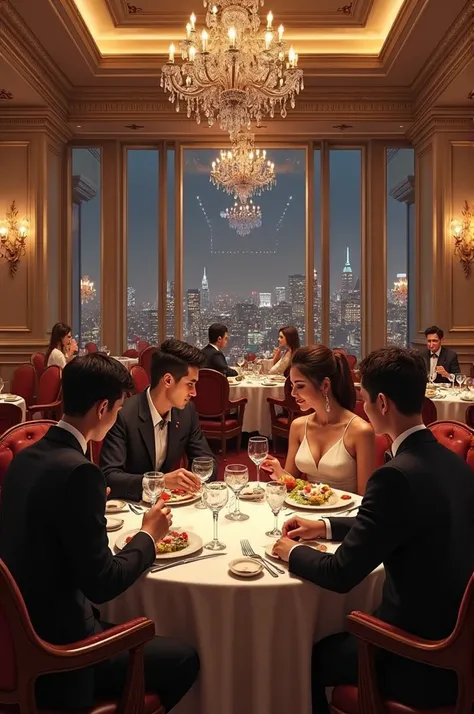 Realistic Aesthetic expensive restaurant with warm lighting