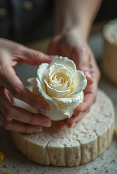 Unmolding a rose in wax 