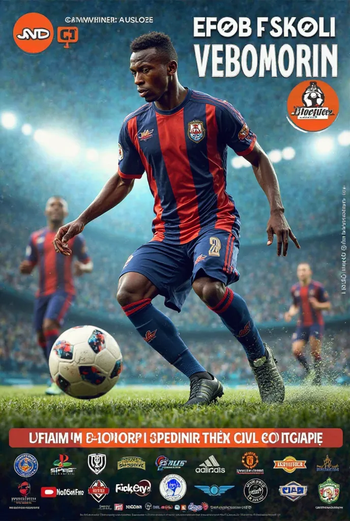 Affiche publicitaire d'un championnat de jeux vidéo Ps3 Efootball 2025. Nombre de participants = 30 et la participation et de 10.000fr par personnes. Organisateur est Momie,  et plein de sponsors. Lieu Côte d'ivoire Agboville 