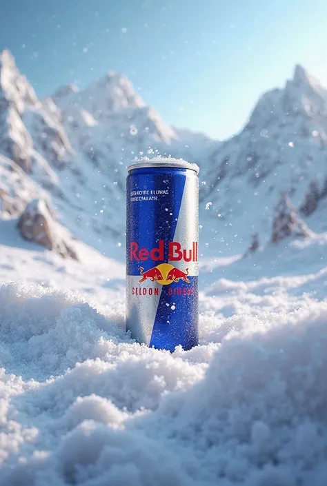 Red Bull drink in snow