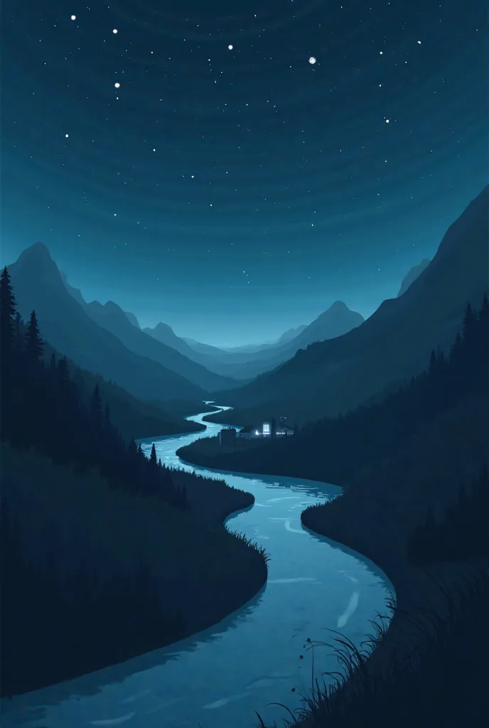 2D river said road at night background 